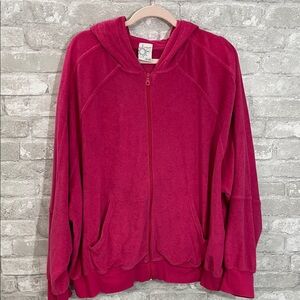 Aerie Fuchsia Zip-Up Terry Jacket